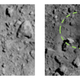 Left: The surface before the explosion. Right: The crater left by the blast.